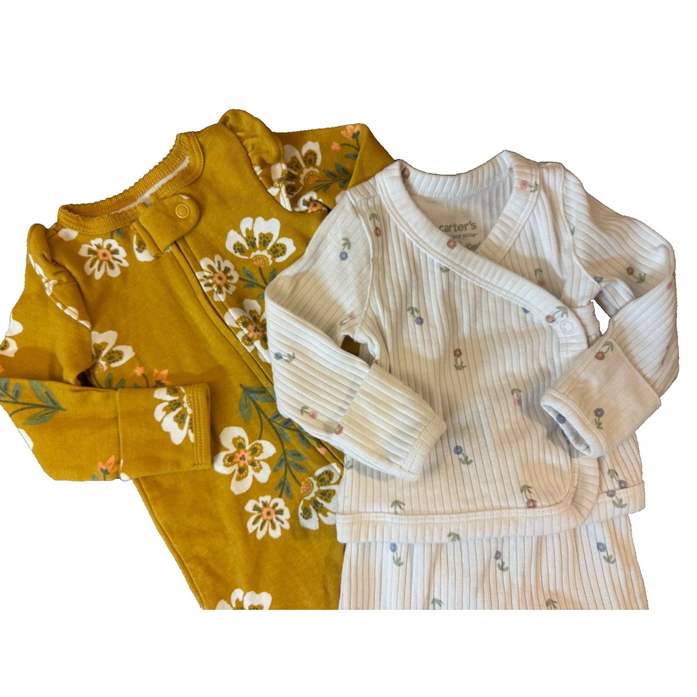 Carter's Baby Girl Newborn Clothes Romper Outfits Shirts Pants Lot Bundle Floral